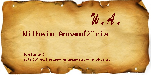 Wilheim Annamária névjegykártya